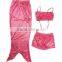 3 Piece Girls Kids Swimmable Mermaid Tail Swimwear Bikini Bathing Suit Beachwear