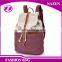 PU leather trimmings college school cannular barrel-shaped backpack canvas