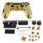 for PS4 Chrome Front Back Housing Controller Gold Shell Polished Glossy Case Cover Controller Grip Handle (Gold Plating)