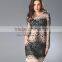 Hot selling charming beaded sexy long sleeve round neck sparkle short homecoming dress