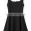 Red Plain Wavy Square Neck Sleeveless summer dress 2015