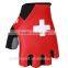 Hot selling good quality Switzerland flag cycling gloves