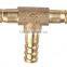 brass marterial ,brass T type hose barb connector with od10 12 14 mm ,brass hose