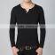 Fashion custom cotton long sleeve v neck t shirt with buttons