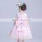 sleeveless flowers girl wedding elegant satin o-neck kids dress waist bow flower dresses