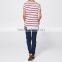 Fashion bulk blank striped t shirts women v-neck t-shirts