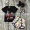 Baby Girls Summer Clothes Girls Children Spirit Girl Outfits Kids Arrow Outfits Black Top With Feather Shorts With Accessories
