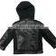 children pu jacket with knitted hood