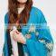 Blue Floral Embroidery Plus Size Kimono Robe With Long Sleeve On Sale
