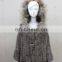 Cute Raccoon Fur Hood Knitting Wool Poncho Ladies Mohair Knit Cape Autumn Knitted Mohair Poncho