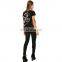 High Street Fashion Short Sleeve 100%Cotton Black Women T Shirt