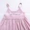 Boutique baby girl plain color gallus factory wholesale price ruffle girls cotton dress