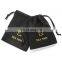 PandaSew 8*10 cm Black Custom Luxury Soft Flannel Small Jewelry Drawstring Pouch