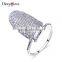 Full Crystal Cubic Zirconia Luxury Wedding Party White Gold CZ Finger Nail Ring