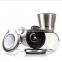 Unique design Brushed stainless steel and glass salt and pepper grinder set Large Capacity Round Glass Body