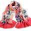 Winter 100%pure Australian Wool Fleece Flower Digital Printing Scarf Shawl Wraps Ladies