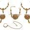 Indian Ethnic Style Fashion Gold Tone Kundan Stone Polki Necklace Set Jewelry with Maangtikka