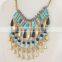 Weave Necklace,Aztec Necklace,Boho Necklace,Tassel Necklace, Gold Turquoise Necklace,