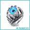 Men's sterling silver Black Blue White Skull Dragon Claw Evil Devil Eye Ring