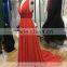 AR-90 Slim Summer Style Brautkleid Long V-Neck Robe De Soiree Beach Sexy Revealing Orange Evening Dress