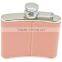 Stainless steel hip flask set with leather