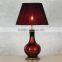 high quality dressing flower pattern red ceramic table lamps with empire lampshade for living room decor