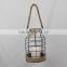 Indoor table and hanging metal candle lantern with rope winding and rope handle ML-2167