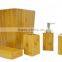 DT001/Eco Friendly Bamboo Bathroom set Trio Soap Pump Caddy, Innovations 5 Piece Bamboo Bathroom Vanity Set