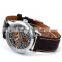 Shenhua Mens Skeleton Leather Band Automatic Analog Mechanical Watch