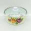 High Quality Blue Pot Glass Lid Decal Printing Enamel Cookware With Decoration