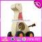 New items toddlers mini wooden cow toy car best sale cartoon wooden cow toy car W04A034