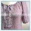 Ladies Latest Fashion Design Blouses And Tops Tie Front Open Embroidery Design