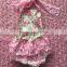 FLF-820 Flower Print Baby Girls Rompers Match Pink Lace Newborn Baby Clothes Cotton Rompers 2016