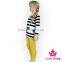 Kids Girls Fall Cotton Long Sleeve Black And White Striped Shirt And Mustard Pants Children's Boutique Clothes Wholesale Price