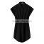 Lady Summer Plus Size Ladies Chiffon Lapel Collar Dress for Women Shirts Short Sleeve Blouse Female Dresses With Belt
