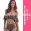 Do No MOQ Limit Sexy Off Shoulder Strips Swimsuit Set For Ladies