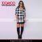 Womens Long Sleeve White and Black Plaid Hoodie Shirt Jacket