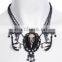 Gothic necklace with faux small crow skull and beads