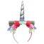 Light color tutu skirt and elastic flower headband set baby unicorn headband