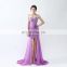 Popular Youthful Purple Chiffon Sheath Sleeveless Mini Sweep Train Appliqued Beaded Backless Women Prom Dress