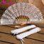 Handmade 100% Cotton Battenburg Lace Hand Fan Classic White Lace Fan With Lace Cover Bag Wedding Costume Party