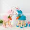 Yarncrafts Handmade Stuffed Animal Shape Blue and Pink Rabbit Living Room Kids Wooden Stool Chair