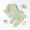 Wholesale  ribbed soft baby clothes set pure color pajamas 2 poeces set