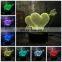 New Sweety For Valentine's Day Love Arrow double heart 3D Table Night Touch USB Living Room Decorative Lamp