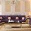 Purple Italian antique luxury 1+3+chaise velvet cover living room sofa sets wooden furniture