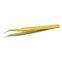 Graft planting false eyelash tweezers High precision stainless steel eyelash tweezers Gold straight head elbow maintenance small tweezers Sticker cute