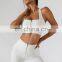 Custom Logo Wholesale Front Zipper Bra High Waist Pants 2 PCS Yoga Suit Set Sexy Women Sweatsuit Set Tracksuit