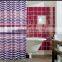 Waterproof polyester green and pink strip printed shower curtain, hot sale shower curtain