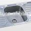 1.5 m single bowl kitchen stainless steel sink with double drain board HD15050S