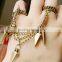 Europe and the United States punk wind texture rivet tassel double loop ring